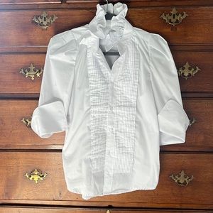 KMJ Bontina Tux ruffle collar blouse size XS